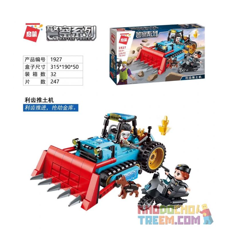 Enlighten 1927 Qman 1927 non  MÁY ỦI RĂNG NHỌN bộ đồ chơi xếp lắp ráp ghép mô hình Police BATTLE FORCE Cảnh Sát 247 khối