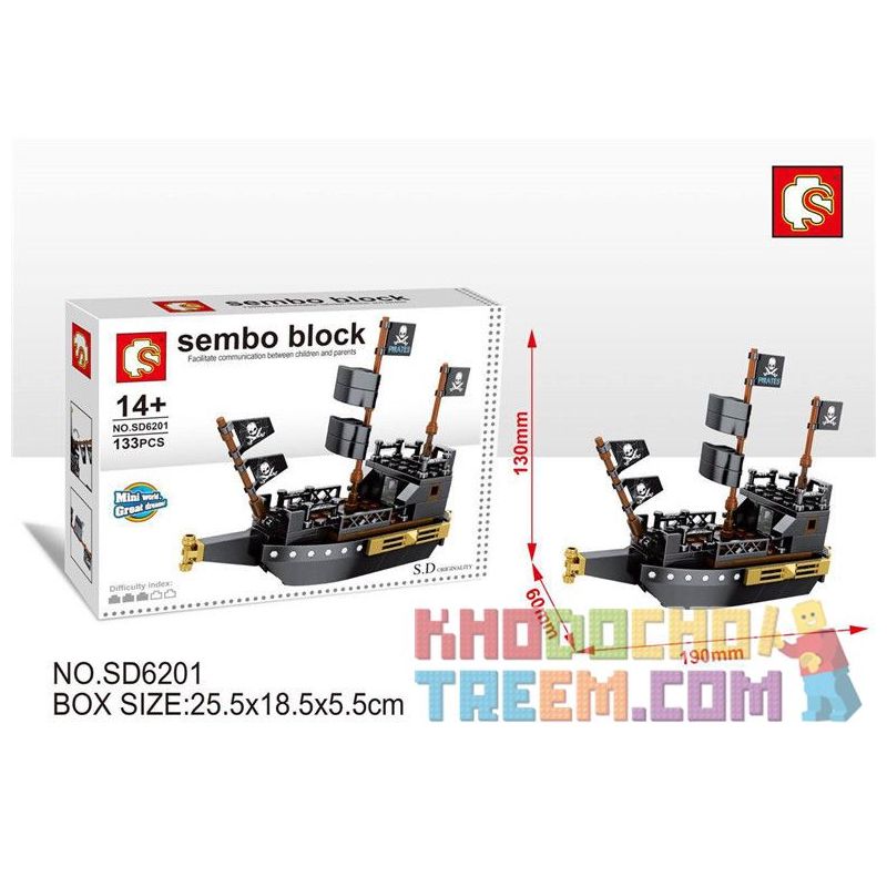 SEMBO SD6201 6201 non  NGỌC TRAI ĐEN bộ đồ chơi xếp lắp ráp ghép mô hình Pirates Of The Caribbean SEMBO BLOCK Cướp Biển Vùng Caribe 133 khối