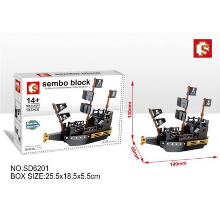 SEMBO SD6201 6201 non  NGỌC TRAI ĐEN bộ đồ chơi xếp lắp ráp ghép mô hình Pirates Of The Caribbean SEMBO BLOCK Cướp Biển Vùng Caribe 133 khối