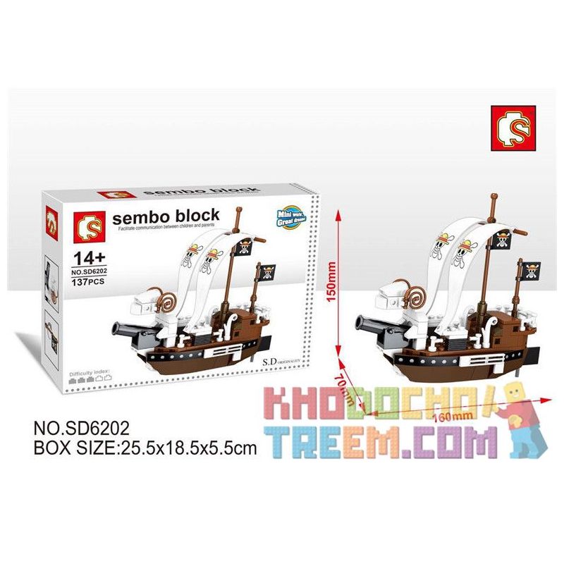 SEMBO SD6202 6202 non  MEI LI. bộ đồ chơi xếp lắp ráp ghép mô hình One Piece SEMBO BLOCK Đảo Hải Tặc 137 khối