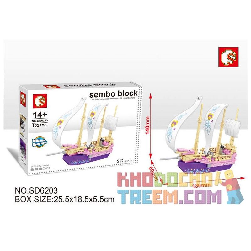 SEMBO SD6203 6203 non  GIẤC MƠ THUYỀN bộ đồ chơi xếp lắp ráp ghép mô hình  SEMBO BLOCK Các Bạn Gái 102 khối