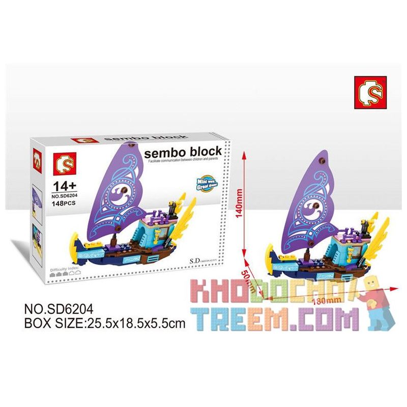 SEMBO SD6204 6204 non  CON TÀU PHIÊU LƯU SỬ THI CỦA NAIDA bộ đồ chơi xếp lắp ráp ghép mô hình  SEMBO BLOCK Các Bạn Gái 148 khối