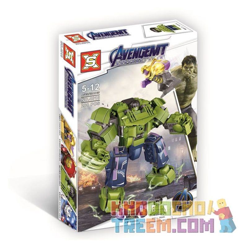 SX 4010 non  GREEN GIANT HAOKI MỘT CUỘC CHIẾN bộ đồ chơi xếp lắp ráp ghép mô hình Marvel Super Heroes AVENGEMT Siêu Anh Hùng Marvel 288 khối