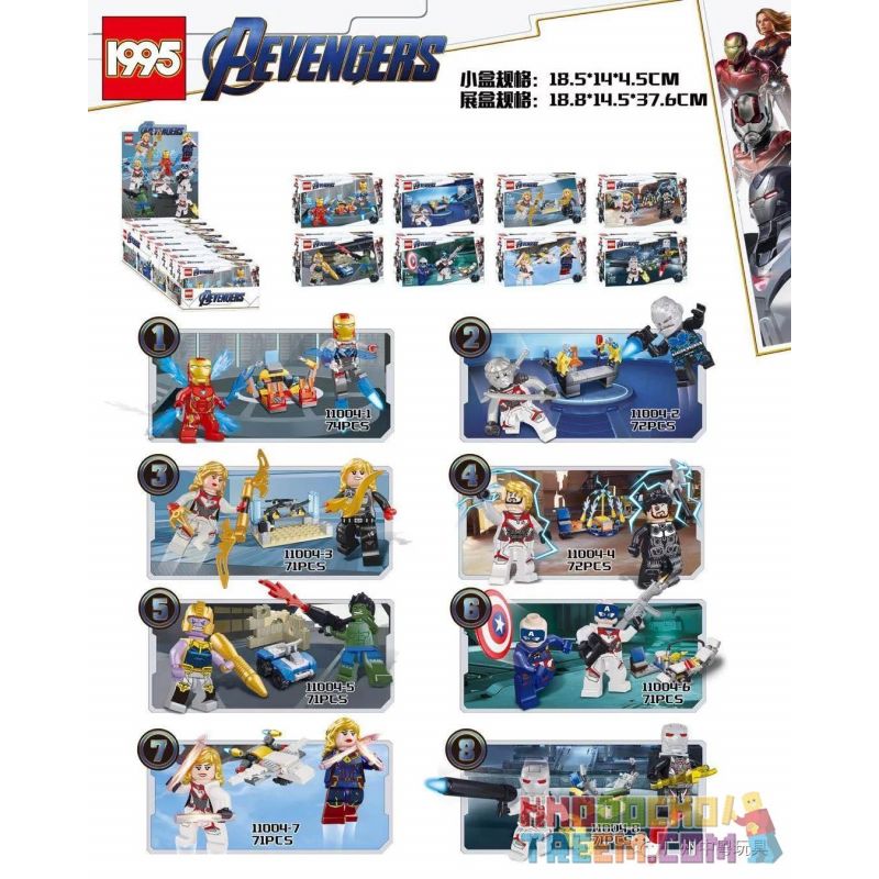 1995 11004 non  6 BỘ ĐỒ MINIFIGURE bộ đồ chơi xếp lắp ráp ghép mô hình Marvel Super Heroes AEVENGERS Siêu Anh Hùng Marvel 573 khối