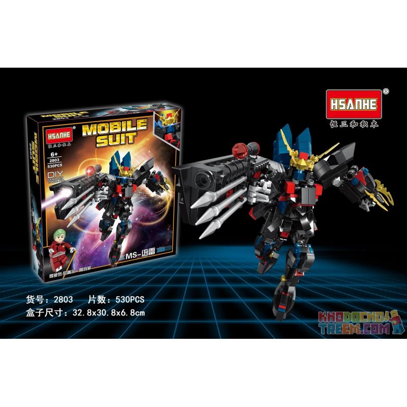 HSANHE 2803 non  MS-SẤM bộ đồ chơi xếp lắp ráp ghép mô hình Gundam MOBILE SUIT Đại Chiến Gundam 530 khối