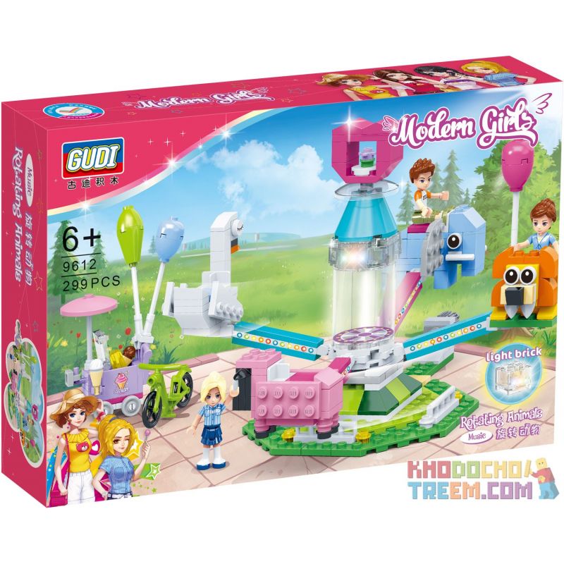 GUDI 9612 non  ĐỘNG VẬT QUAY bộ đồ chơi xếp lắp ráp ghép mô hình Modern Girls MODERN GIRLS ROTATING ANIMALS Những Cô Gái Hiện Đại 299 khối