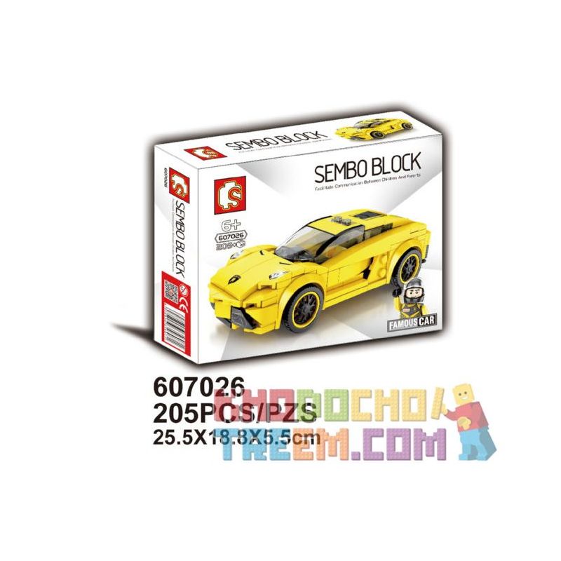 SEMBO 607026 607106 SHENG YUAN SY 5064 non  LAMBORGHINI AVENTADOR LP700. bộ đồ chơi xếp lắp ráp ghép mô hình Speed Champions Racing Cars FAMOUS CAR Đua Xe Công Thức 205 khối
