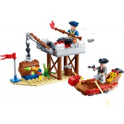 GUDI 9108 non  PHÒNG THỦ BỜ BIỂN bộ đồ chơi xếp lắp ráp ghép mô hình Pirates Of The Caribbean LEGEND OF PIRATES COAST LINE Cướp Biển Vùng Caribe 129 khối