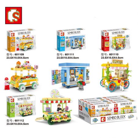 SEMBO 601109 601110 601111 601112 non  SENBAO STREET VIEW SERIES MINI SALE CART 4 KIỂU bộ đồ chơi xếp lắp ráp ghép mô hình City SEMBO BLOCK Thành Phố