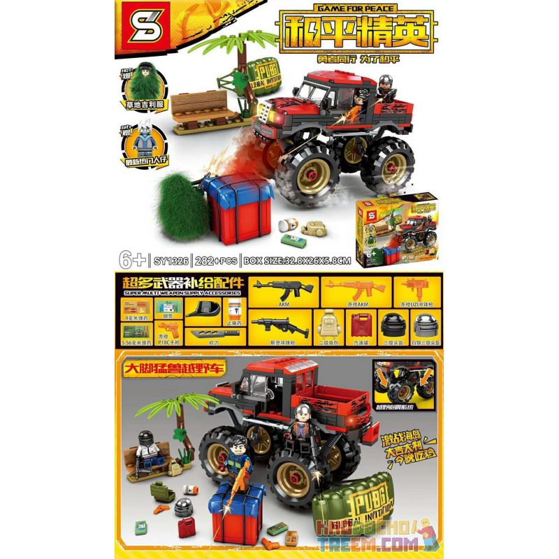 SHENG YUAN SY SY1326 1326 non  BIG FEET CON THÚ XE ĐỊA HÌNH bộ đồ chơi xếp lắp ráp ghép mô hình Game For Peace Chiến Đấu Cho Hòa Bình 282 khối