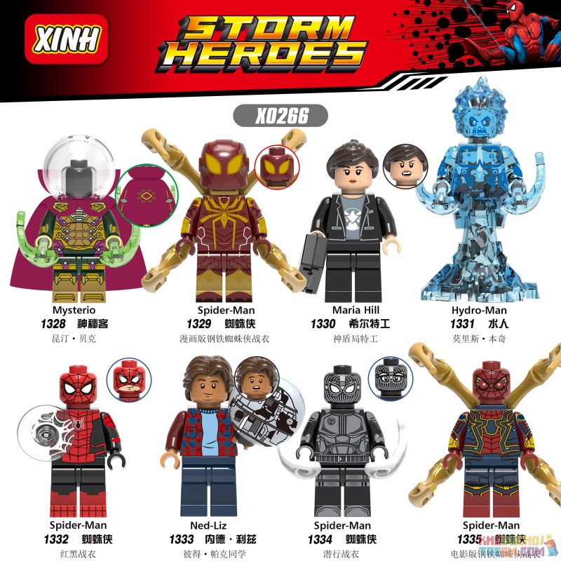 XINH X0266 0266 1328 1329 1330 1331 1332 1333 1334 1335 non  NGƯỜI NHỆN MINIFIGURE 8 bộ đồ chơi xếp lắp ráp ghép mô hình Super Heroes STORM HEROES Siêu Nhân Anh Hùng
