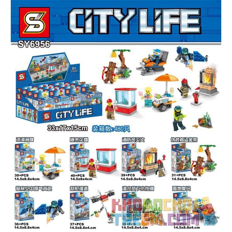 SHENG YUAN SY SY6956 6956 non  8 LOẠI NHÂN VẬT THU NHỎ TRONG ĐÔ THỊ QUẦY KEM BỎNG NGÔ LÍNH CỨU HỎA DẬP LỬA ĐÓNG GIẢ ĐỂ ĂN TRỘM THỎI VÀNG MÁY BAY PHẢN LỰC CỦA CẢNH SÁT TÊN CƯỚP TRỐN THOÁT THỢ LẶN BẮN SÚNG DƯỚI NƯỚC XE TRƯỢT TUYẾT bộ đồ chơi xếp lắp ráp ghép mô hình City Thành Phố 295 khối