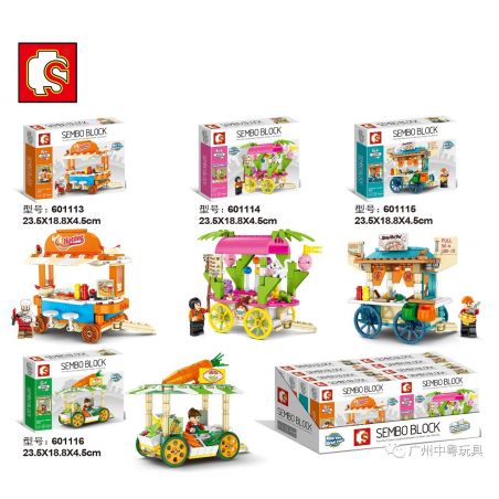 SEMBO 601113 601114 601115 601116 non  SENBAO STREET VIEW SERIES MINI SALE CART 4 KIỂU bộ đồ chơi xếp lắp ráp ghép mô hình City SEMBO BLOCK Thành Phố 146 khối