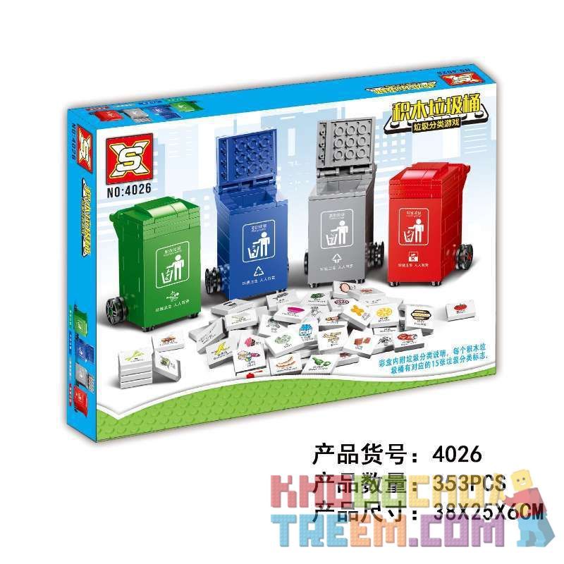 SX 4026 YGL 83004 non  THÙNG RÁC bộ đồ chơi xếp lắp ráp ghép mô hình 353 khối