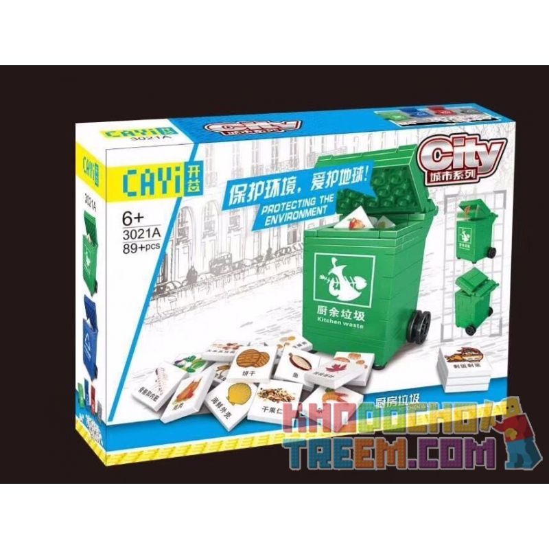 CAYI 3021A 3021B 3021C 3021D non  THÙNG RÁC bộ đồ chơi xếp lắp ráp ghép mô hình 356 khối