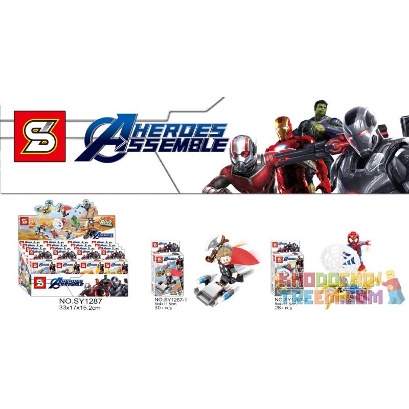 SHENG YUAN SY SY1287 1287 non  MINIFIGURES 8 MÔ HÌNH THOR SPIDERMAN ? NGƯỜI SẮT HULK ĐỘI TRƯỞNG MỸ VENOM bộ đồ chơi xếp lắp ráp ghép mô hình Marvel Super Heroes HEROES ASSEMBLE Siêu Anh Hùng Marvel 242 khối