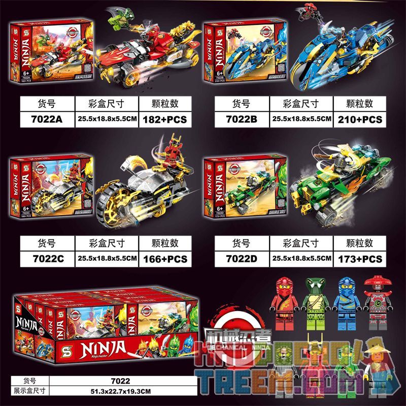 SHENG YUAN SY 7022A 7022B 7022C 7022D non  4 NINJA CƠ KHÍ ĐUA SIÊU XE NGỰA bộ đồ chơi xếp lắp ráp ghép mô hình The  Ninjago Movie NINJA MASTER Ninja Lốc Xoáy 731 khối