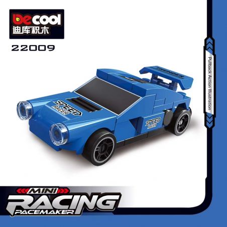 Decool 22009 Jisi 22009 non  XE ĐUA MÀU XANH bộ đồ chơi xếp lắp ráp ghép mô hình Speed Champions Racing Cars MINI RACING PACEMAKER Đua Xe Công Thức 49 khối