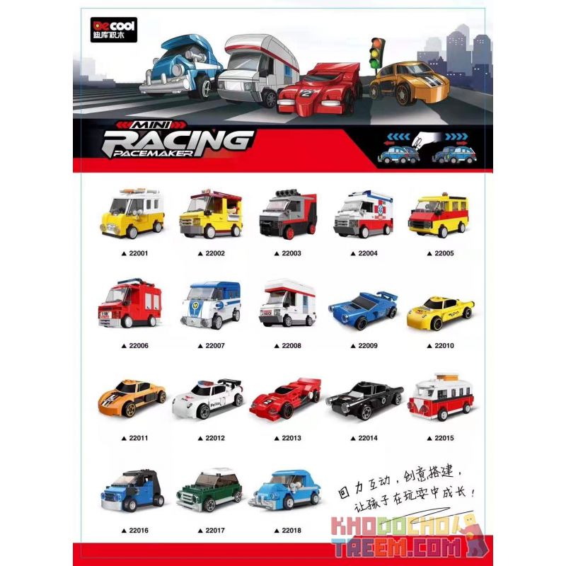 Decool 22013 Jisi 22013 non  XE ĐUA MÀU ĐỎ bộ đồ chơi xếp lắp ráp ghép mô hình Speed Champions Racing Cars MINI RACING PACEMAKER Đua Xe Công Thức 49 khối
