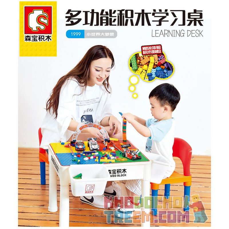 SEMBO S1999 1999 non  BÀN TRÒ CHƠI HỌC ĐA CHỨC NĂNG SENBAO bộ đồ chơi xếp lắp ráp ghép mô hình City LEARNING DESK Thành Phố