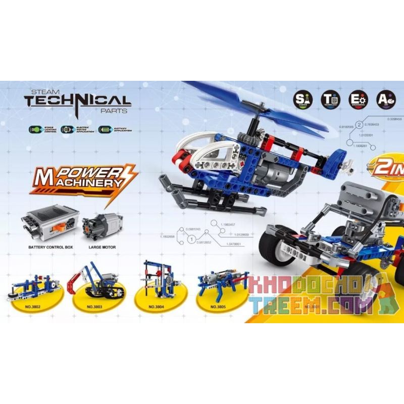 WANGE 3801 non  XE ĐỊA HÌNH MÁY BAY TRỰC THĂNG bộ đồ chơi xếp lắp ráp ghép mô hình Mindstorms STEAM AL Lập Trình Khoa Học 221 khối