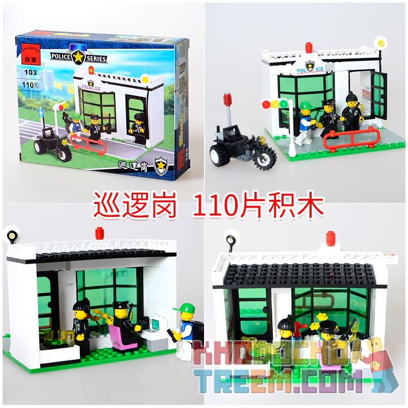Enlighten 103 Qman 103 non  BÀI TUẦN TRA bộ đồ chơi xếp lắp ráp ghép mô hình City POLICE Thành Phố 110 khối