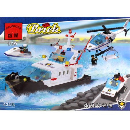 Enlighten 109 Qman 109 non  HUẤN LUYỆN TRÊN BIỂN BỘ VÀ KHÔNG bộ đồ chơi xếp lắp ráp ghép mô hình City Thành Phố 434 khối