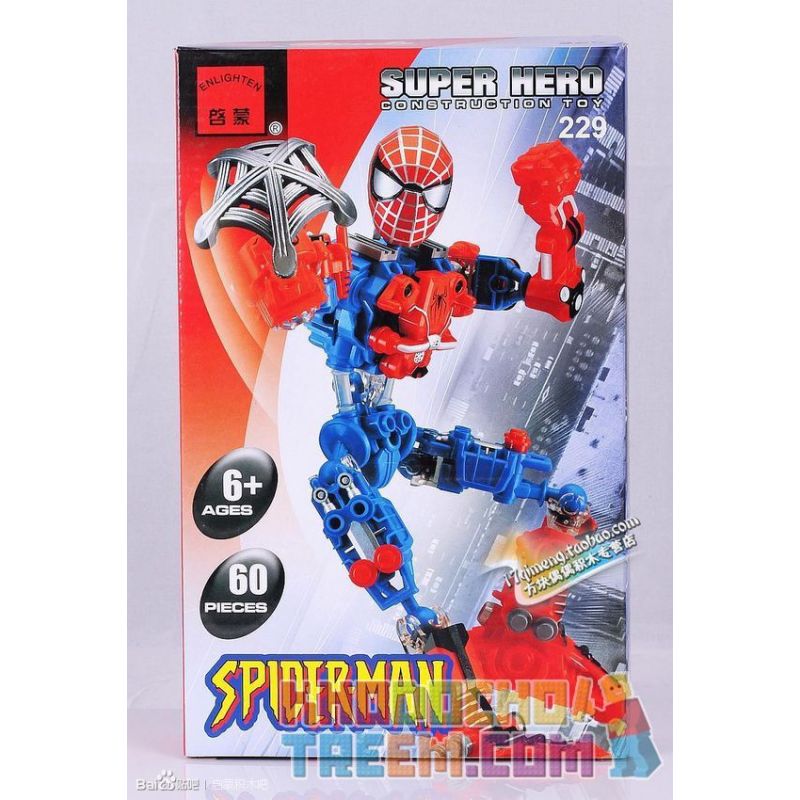 Enlighten 229 Qman 229 non  NGƯỜI NHỆN bộ đồ chơi xếp lắp ráp ghép mô hình Super Heroes SPIDER-MAN Siêu Nhân Anh Hùng 60 khối