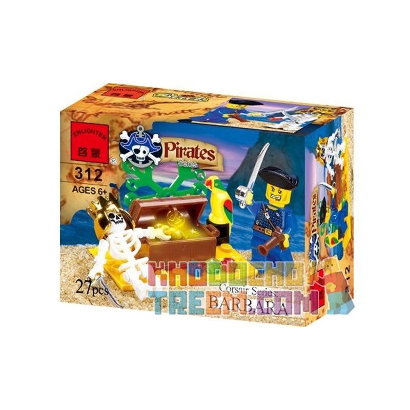 Enlighten 312 Qman 312 non  CUỘC PHIÊU LƯU TRÊN ĐẢO ĐẦU LÂU bộ đồ chơi xếp lắp ráp ghép mô hình Pirates Of The Caribbean Cướp Biển Vùng Caribe 27 khối