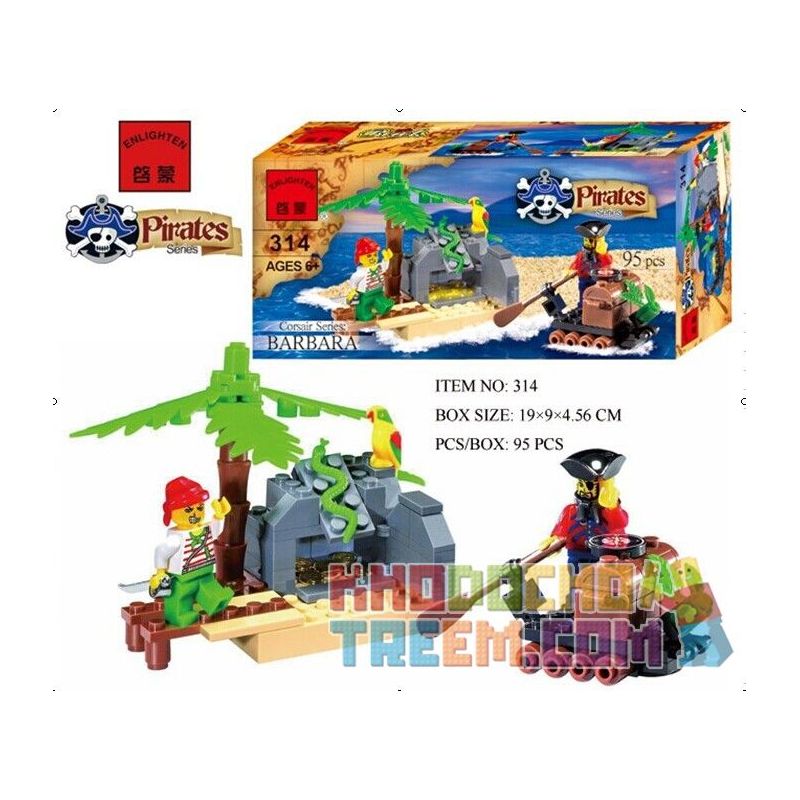 Enlighten 314 Qman 314 non  TRẠM TRUNG CHUYỂN KHO BÁU bộ đồ chơi xếp lắp ráp ghép mô hình Pirates Of The Caribbean Cướp Biển Vùng Caribe 95 khối