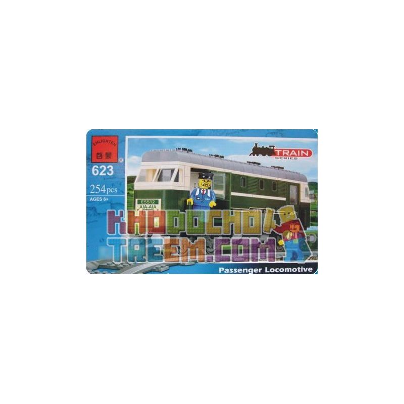 Enlighten 623 Qman 623 non  ĐẦU MÁY CHỞ KHÁCH bộ đồ chơi xếp lắp ráp ghép mô hình Trains PASSENGER LOCOMOTIVE Tàu Hỏa 254 khối