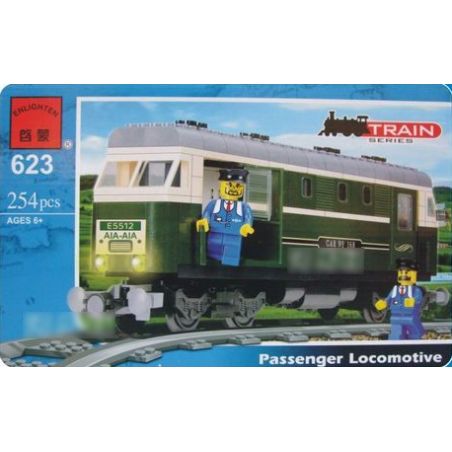 Enlighten 623 Qman 623 non  ĐẦU MÁY CHỞ KHÁCH bộ đồ chơi xếp lắp ráp ghép mô hình Trains PASSENGER LOCOMOTIVE Tàu Hỏa 254 khối