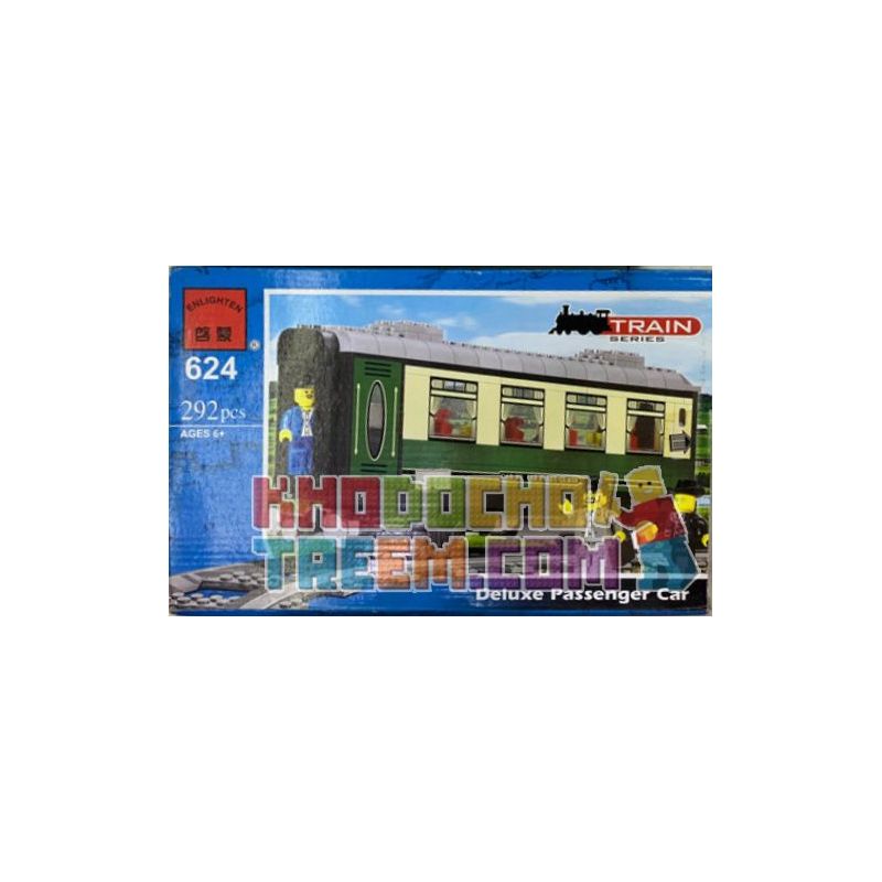 Enlighten 624 Qman 624 non  TOA XE LỬA HẠNG SANG bộ đồ chơi xếp lắp ráp ghép mô hình Trains TRAIN DELUXE PASSENGER CAR Tàu Hỏa 292 khối