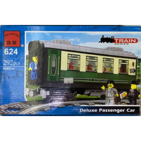 Enlighten 624 Qman 624 non  TOA XE LỬA HẠNG SANG bộ đồ chơi xếp lắp ráp ghép mô hình Trains TRAIN DELUXE PASSENGER CAR Tàu Hỏa 292 khối