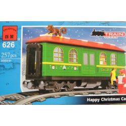Enlighten 626 Qman 626 non  CỖ XE GIÁNG SINH bộ đồ chơi xếp lắp ráp ghép mô hình Trains TRAIN HAPPY CHRISTMAS CAR Tàu Hỏa 257 khối