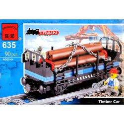 AUSINI 25413 Enlighten 635 Qman 635 non  XE GỖ bộ đồ chơi xếp lắp ráp ghép mô hình Trains TIMBER CAR Tàu Hỏa 90 khối