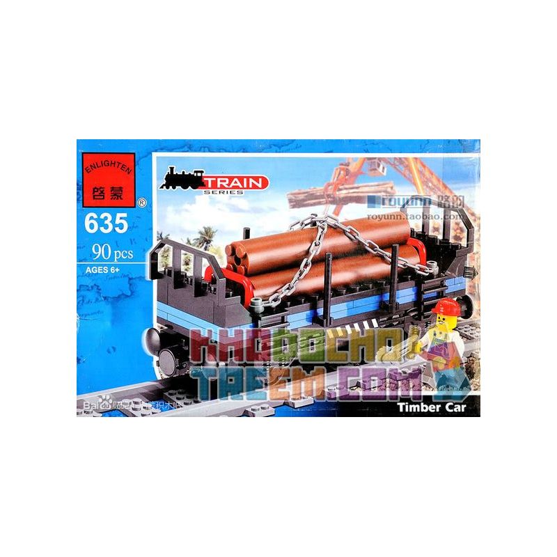 AUSINI 25413 Enlighten 635 Qman 635 non  XE GỖ bộ đồ chơi xếp lắp ráp ghép mô hình Trains TIMBER CAR Tàu Hỏa 90 khối