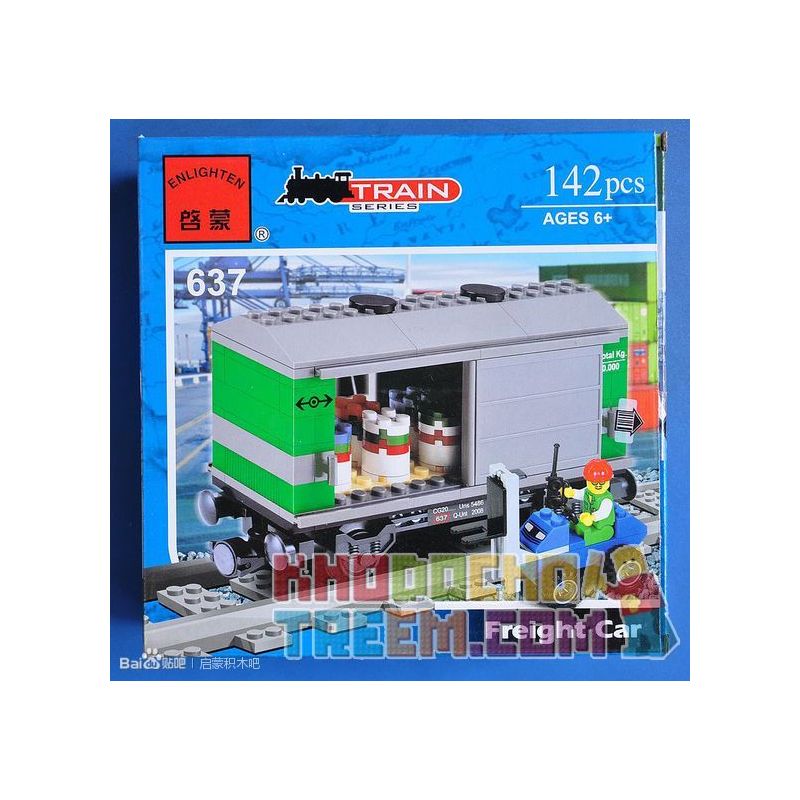 Enlighten 637 Qman 637 non  TOA XE bộ đồ chơi xếp lắp ráp ghép mô hình Trains TRAIN FREIGHT CAR Tàu Hỏa 142 khối