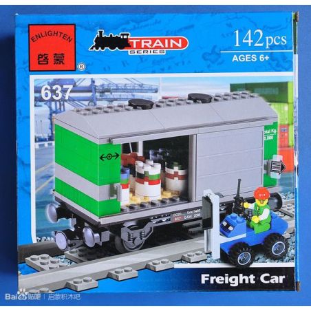 Enlighten 637 Qman 637 non  TOA XE bộ đồ chơi xếp lắp ráp ghép mô hình Trains TRAIN FREIGHT CAR Tàu Hỏa 142 khối