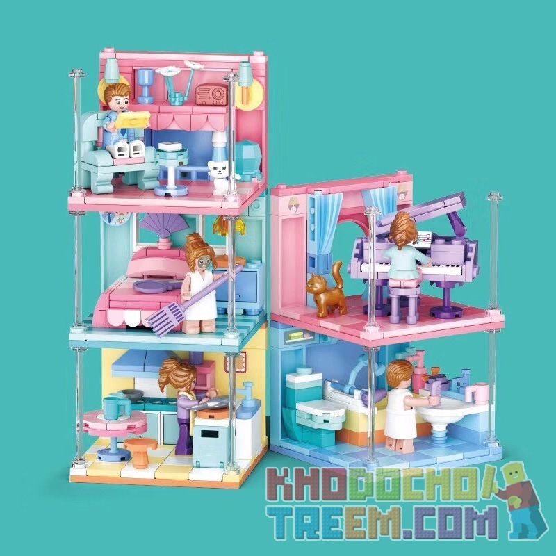 SLUBAN M38 non  PHÒNG KHÁCH 6 KIỂU bộ đồ chơi xếp lắp ráp ghép mô hình Modular Buildings MINI HANDCRAFT Mô Hình Nhà Cửa 660 khối