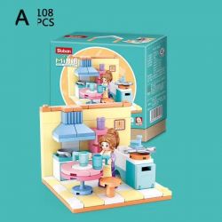 SLUBAN M38 non  PHÒNG KHÁCH 6 KIỂU bộ đồ chơi xếp lắp ráp ghép mô hình Modular Buildings MINI HANDCRAFT Mô Hình Nhà Cửa 660 khối