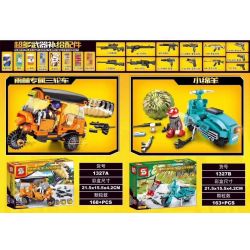 SHENG YUAN SY SY1327A 1327A SY1327B 1327B SY1327C 1327C SY1327D 1327D non  4 LOẠI PHƯƠNG TIỆN XE BA BÁNH DÀNH RIÊNG CHO RỪNG NHIỆT ĐỚI CHÚ CỪU NHỎ MÔ TÔ CHỞ GÀ TRƯỢT TUYẾT bộ đồ chơi xếp lắp ráp ghép mô hình Motorcycle Motorbike Xe Hai Bánh 641 khối