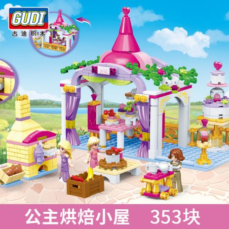 GUDI 9016 non  CÔNG CHÚA BAKING COTTAGE bộ đồ chơi xếp lắp ráp ghép mô hình Alice Princess PRINCESS BAKERY Công Chúa Alice 353 khối