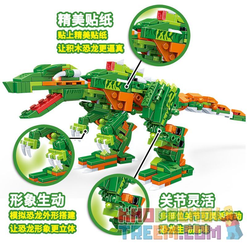 GUDI 8754 non  KHỦNG LONG TÁM TRONG MỘT bộ đồ chơi xếp lắp ráp ghép mô hình Power Rangers Super Sentai 5 Anh Em Siêu Nhân 386 khối