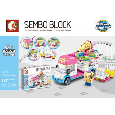 SEMBO 601302 non  XE ĐẨY KEM SENBAO STREET VIEW SERIES bộ đồ chơi xếp lắp ráp ghép mô hình City Thành Phố 264 khối