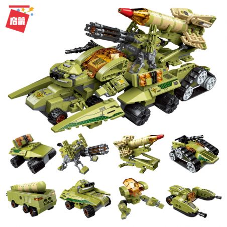 Enlighten 1415 Qman 1415 non  CÁC TỔ HỢP XE TĂNG VIỄN CHINH THUNDER 8 bộ đồ chơi xếp lắp ráp ghép mô hình Transformers TRANS-COLLECTOR Robot Đại Chiến Người Máy Biến Hình 629 khối