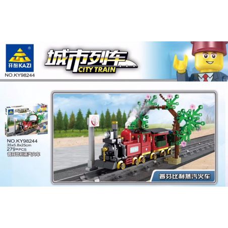 Kazi KY98244 98244 non  TÀU HƠI NƯỚC PUFFING BILLY (NHỎ) bộ đồ chơi xếp lắp ráp ghép mô hình Trains CITY TRAIN Tàu Hỏa 279 khối