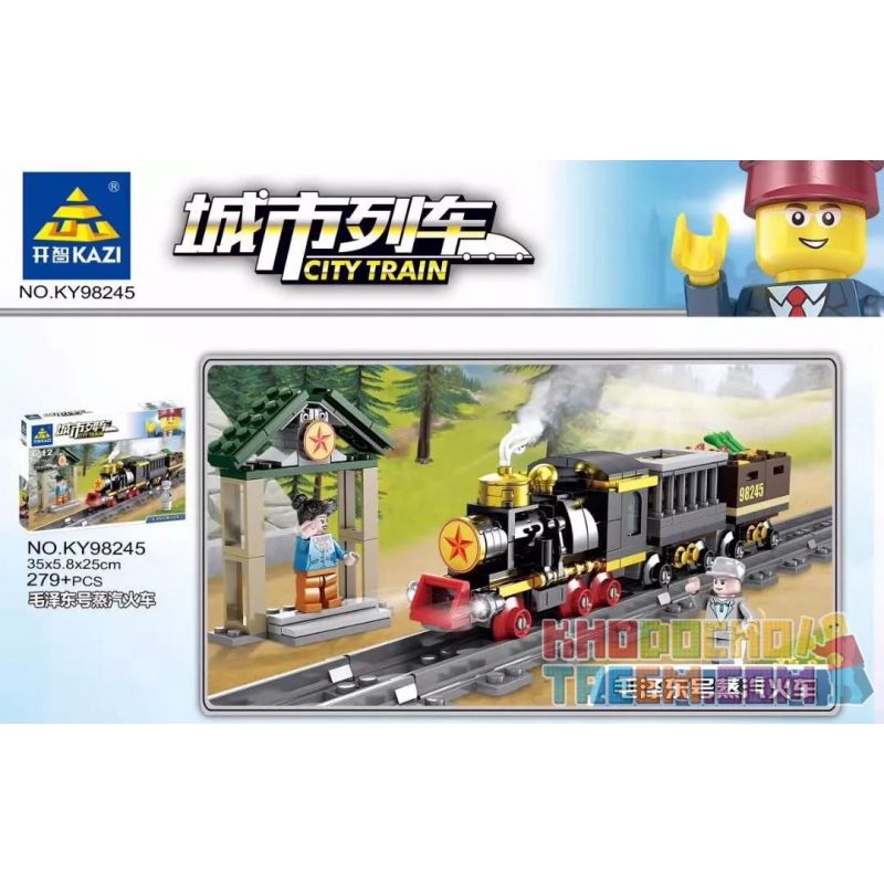 Kazi KY98245 98245 non  TÀU HƠI NƯỚC MAO TRẠCH ĐÔNG (NHỎ) bộ đồ chơi xếp lắp ráp ghép mô hình Trains CITY TRAIN Tàu Hỏa 229 khối