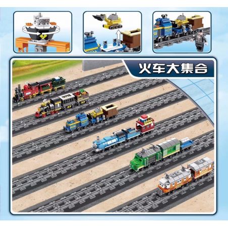 Kazi KY98246 98246 non  TÀU CHỞ HÀNG MÀU XANH (NHỎ) bộ đồ chơi xếp lắp ráp ghép mô hình Trains CITY TRAIN Tàu Hỏa 215 khối