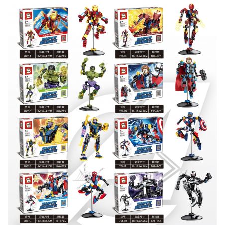SHENG YUAN SY 7061A 7061B 7061C 7061D 7061E 7061F 7061G 7061H non  8 MÔ HÌNH NHÂN VẬT AVENGERS bộ đồ chơi xếp lắp ráp ghép mô hình Super Heroes SUPERHEROES Siêu Nhân Anh Hùng 966 khối